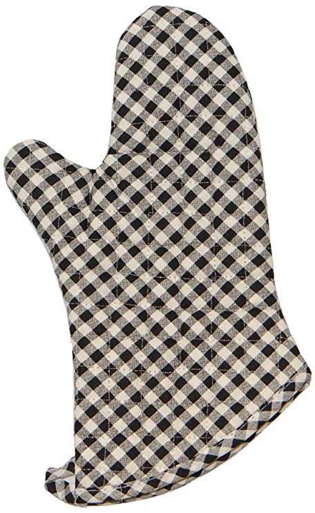 Phoenix 13-Inch Gingham Oven Mitts with Silicone Palm, Black, Package of 4