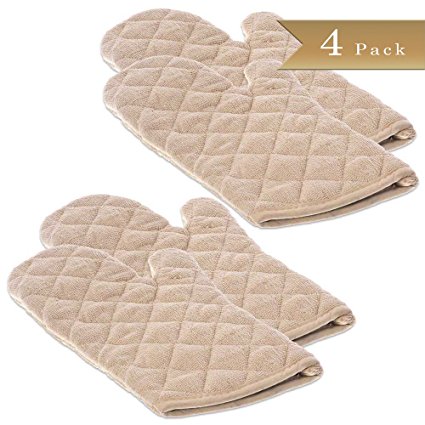 TrueCraftware (Set of 4) 2 Pairs of Heat Resistant Terry Cloth Oven Mitts - 13