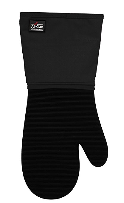 All-Clad Textiles Professional 600-Degree Stain Resistant Cotton Silicone Oven Mitt with No-Slip Grip, Black