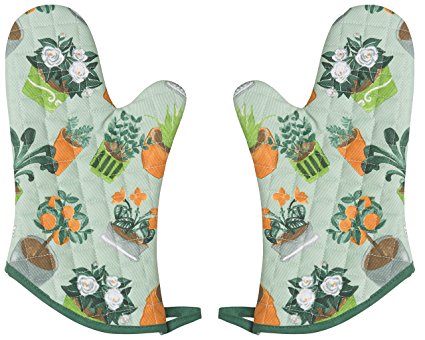 Now Designs Basic Oven Mitts, Set of Two, Potted Plants