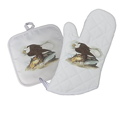 Style in Print Bald Eagle James Audubon Birds Kitchen Bar Oven Mitt & Pot Holder Set