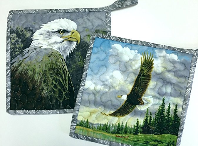 Pot Holders Eagles Hot Pads Handmade Quilted Set of Two