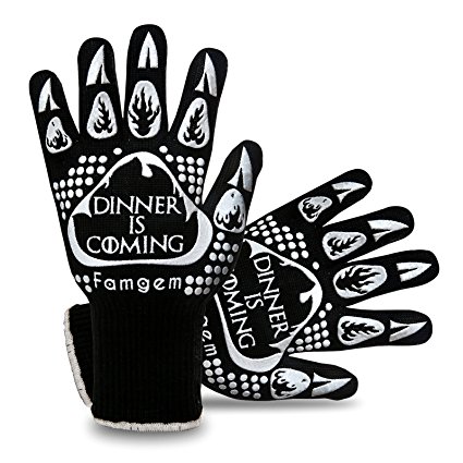 Famgem Grill Gloves Oven Mitts Kitchen 932F Extreme Heat Resistant for BBQ/Baking 1Pairs