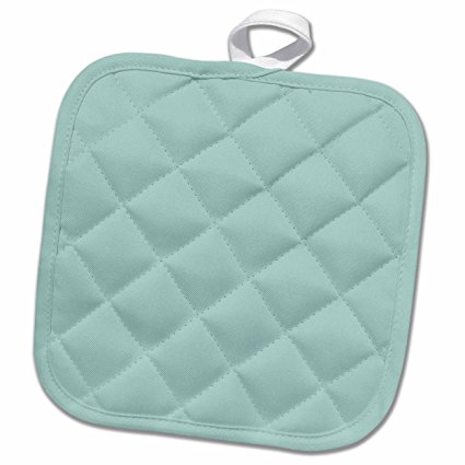 3D Rose Plain Mint Blue-Solid Color-Light Turquoise Gray-Modern Contemporary Simple Pastel Teal Pot Holder, 8 x 8, Grey