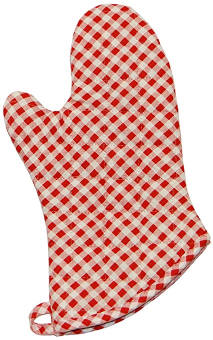 Phoenix 13-Inch Gingham Oven Mitts with Silicone Interior, Red, Package of 4