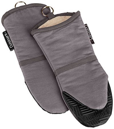 Cuisinart Oven Mitt with Non-Slip Silicone Grip, Heat Resistant to 500° F, Grey, 2-Pack