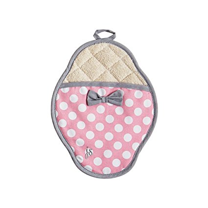 Jessie Steele Rosy Pink Polka Scalloped Pot Mitt with Bow