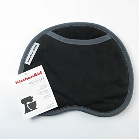 KitchenAid Pot Holder with Textured Silicone Print Grips (Charcoal Black)
