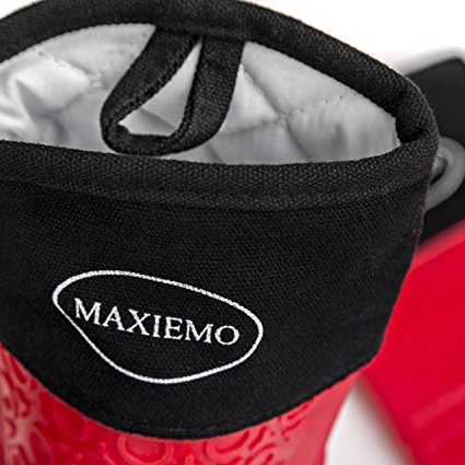 Oven Mitts - Set of 2 EXTRA LONG, DELUXE HEAT RESISTANT Gloves - Repels All Hot Liquids