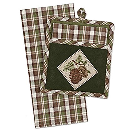 Pinecones Potholder & Dish Towel Gift Set