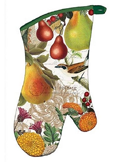 Michel Design Works Golden Pear Oven Mitt - Pears & Flowers