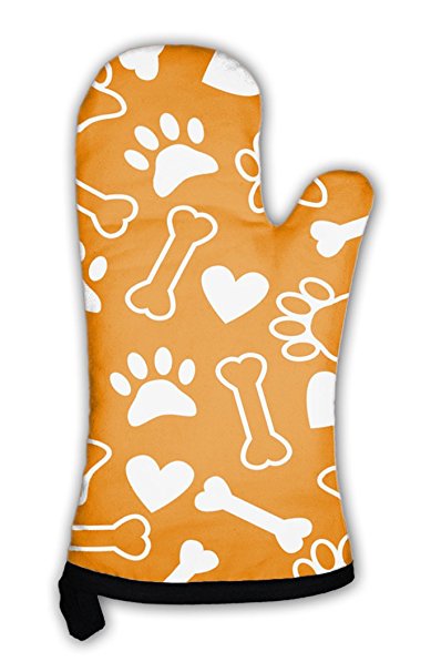 Gear New Oven Mitt, Pattern With Dog Paw Print Bone And Hearts, GN21319
