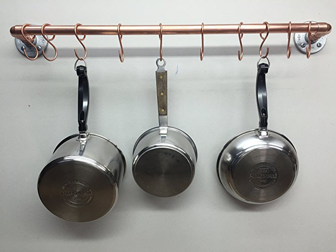 Wall or Ceiling mounted Copper Pot & Pan Rack